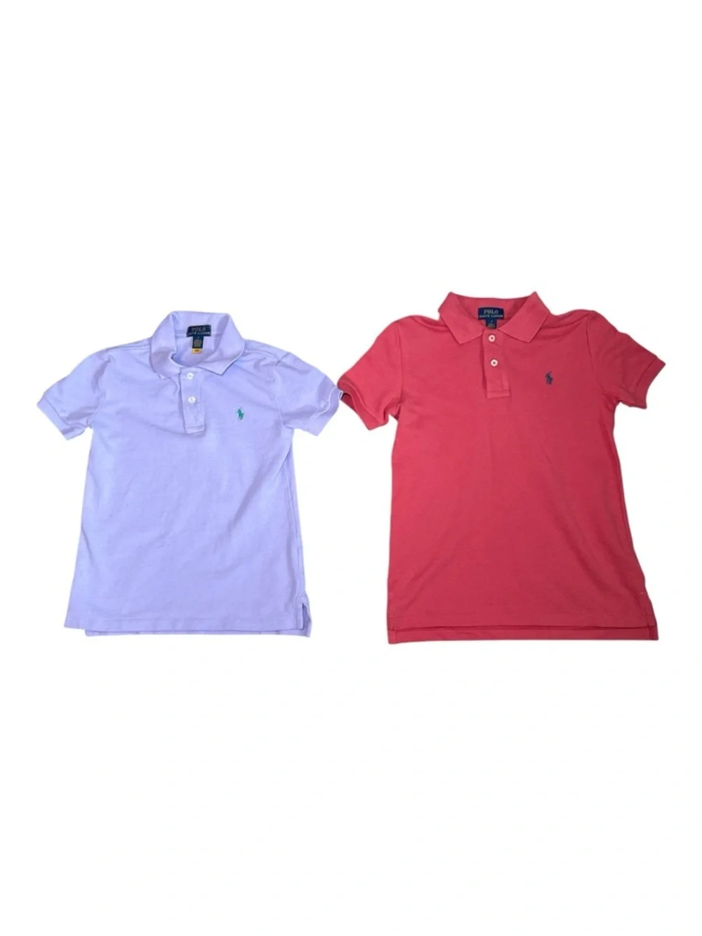 Polo Ralph Lauren LOT of 2 Kids Polo Shirts Size 7 Purple & Coral